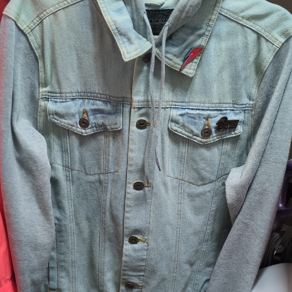 Old School/ New School Brooklyn Cloth Light Blue Denim Jacket with Gray Sleeves